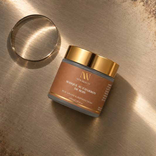 Masque au Charbon de Bois NÜW BEAUTY ouvert avec son couvercle